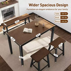Captiva Designs Set da 4 Pezzi Tavolo da Pranzo in Legno con Tavolo Rettangolare, Sgabelli e Panchina