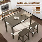 Captiva Designs Set da 4 Pezzi Tavolo da Pranzo in Legno con Tavolo Rettangolare, Sgabelli e Panchina