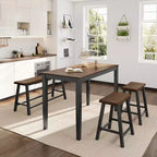 Captiva Designs Set da 4 Pezzi Tavolo da Pranzo in Legno con Tavolo Rettangolare, Sgabelli e Panchina