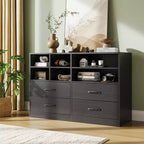 COZONY 4-Drawer Dresser with 6 Storage Cubbies, Modern Multi-Space Organizer for Bedroom & Living Room