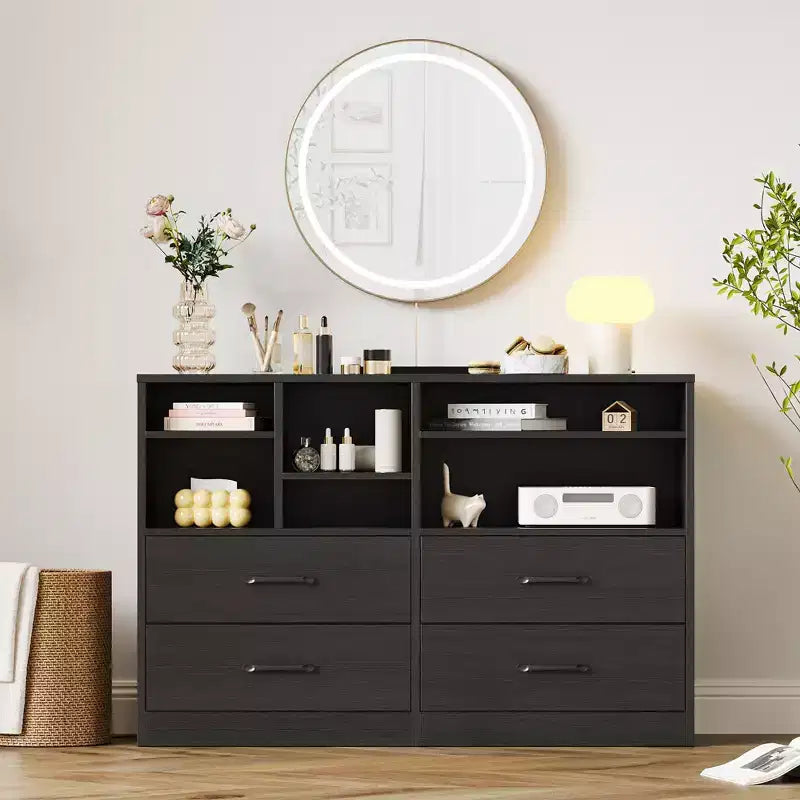 COZONY Cassettiera a 4 Cassetti con 6 Scomparti, Organizzatore Moderno Multi-Spazio per Camera da Letto e Soggiorno