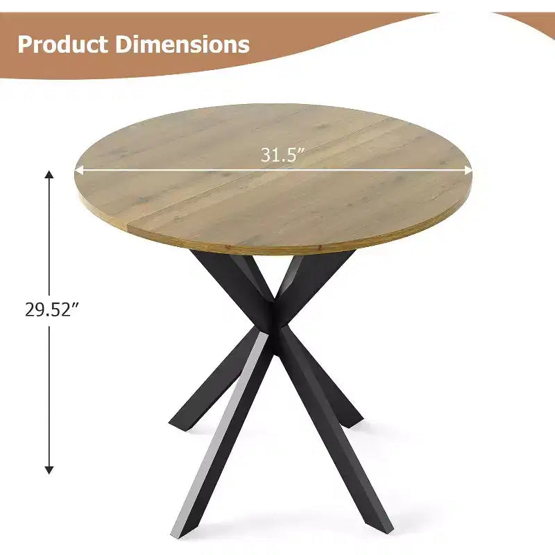 Tavolo da pranzo rotondo Zevemomo, tavolino da pranzo da 80 cm per 2-4 persone, tavolo da cucina rotondo con gambe in metallo nero, per cucina, appartamento, soggiorno, marrone
