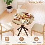 Tavolo da pranzo rotondo Zevemomo, tavolino da pranzo da 80 cm per 2-4 persone, tavolo da cucina rotondo con gambe in metallo nero, per cucina, appartamento, soggiorno, marrone