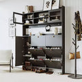 Whisen Tipping Bucket Shoe Cabinet with Storage Shelf and 6 Flip Drawers, Large Hall Tree with Tempered Glass Doors and 4 Hooks
