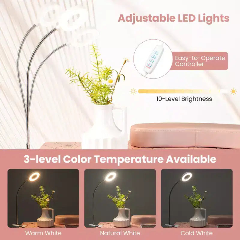 Costway Tavolo Pieghevole Manicure Unghie con Aspiratore Elettrico Lampada LED Borsa per il Trasporto Rosa