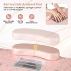 Costway Tavolo Pieghevole Manicure Unghie con Aspiratore Elettrico Lampada LED Borsa per il Trasporto Rosa