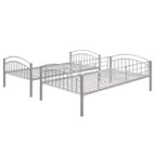 Bellemave Letto a castello in metallo a due piazze con scaletta e ringhiera, convertibile in 2 letti singoli, resistente, salvaspazio per bambini e ragazzi, argento