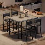 Set da pranzo Coolmee per 4 persone, set da cucina a 5 pezzi con schienale, tavolo alto con 4 sgabelli da bar imbottiti per sala da pranzo