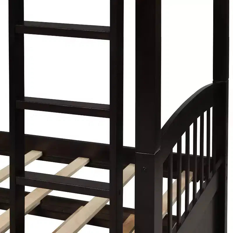 Letto a castello singolo su singolo con letto estraibile, letto a castello in legno con 3 cassetti portaoggetti e spondina di sicurezza, trasformabile in 2 letti