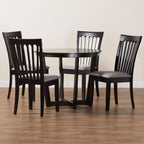 Set da pranzo 5 pezzi Baxton Studio Nellie in tessuto grigio moderno e legno marrone scuro