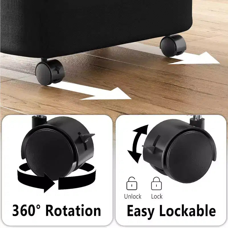 Cesto portabiancheria con ruote e coperchio - Cesto portabiancheria da 100 litri con manico in bambù, ampio organizer per lavanderia SpaceAid per camera da letto, bagno, dormitorio