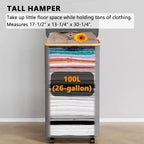 Cesto portabiancheria con ruote e coperchio - Cesto portabiancheria da 100 litri con manico in bambù, ampio organizer per lavanderia SpaceAid per camera da letto, bagno, dormitorio