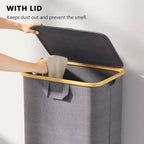 Cesto portabiancheria con ruote e coperchio - Cesto portabiancheria da 100 litri con manico in bambù, ampio organizer per lavanderia SpaceAid per camera da letto, bagno, dormitorio