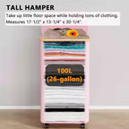 Cesto portabiancheria con ruote e coperchio - Cesto portabiancheria da 100 litri con manico in bambù, ampio organizer per lavanderia SpaceAid per camera da letto, bagno, dormitorio