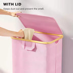 Cesto portabiancheria con ruote e coperchio - Cesto portabiancheria da 100 litri con manico in bambù, ampio organizer per lavanderia SpaceAid per camera da letto, bagno, dormitorio