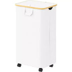 Cesto portabiancheria con ruote e coperchio - Cesto portabiancheria da 100 litri con manico in bambù, ampio organizer per lavanderia SpaceAid per camera da letto, bagno, dormitorio