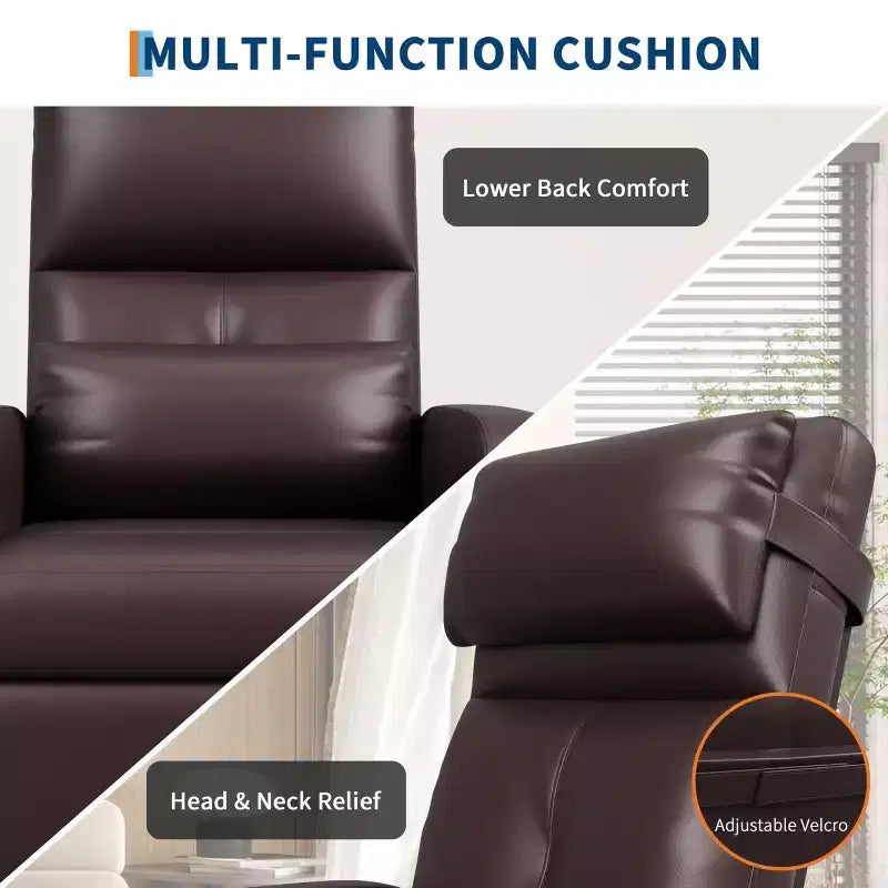 Poltrona Reclinabile Elettrica - Calore e Massaggio, Recliner Elettrico Regolabile, Poltrona Singola Ergonomica in Pelle PU, Schienale Alto, Seduta Imbottita, Poltrona Home Theater
