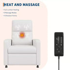 Poltrona Reclinabile Elettrica - Calore e Massaggio, Recliner Elettrico Regolabile, Poltrona Singola Ergonomica in Pelle PU, Schienale Alto, Seduta Imbottita, Poltrona Home Theater