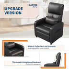 Poltrona Reclinabile Elettrica - Calore e Massaggio, Recliner Elettrico Regolabile, Poltrona Singola Ergonomica in Pelle PU, Schienale Alto, Seduta Imbottita, Poltrona Home Theater