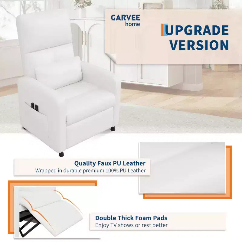 Poltrona Reclinabile Elettrica - Calore e Massaggio, Recliner Elettrico Regolabile, Poltrona Singola Ergonomica in Pelle PU, Schienale Alto, Seduta Imbottita, Poltrona Home Theater