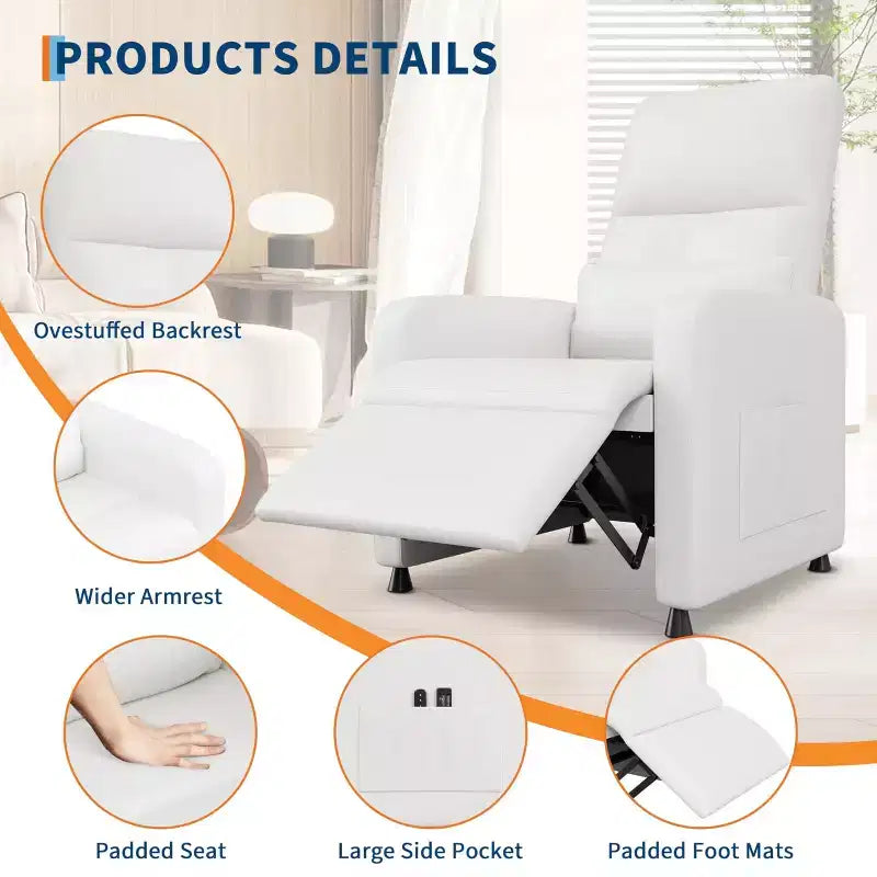 Poltrona Reclinabile Elettrica - Calore e Massaggio, Recliner Elettrico Regolabile, Poltrona Singola Ergonomica in Pelle PU, Schienale Alto, Seduta Imbottita, Poltrona Home Theater