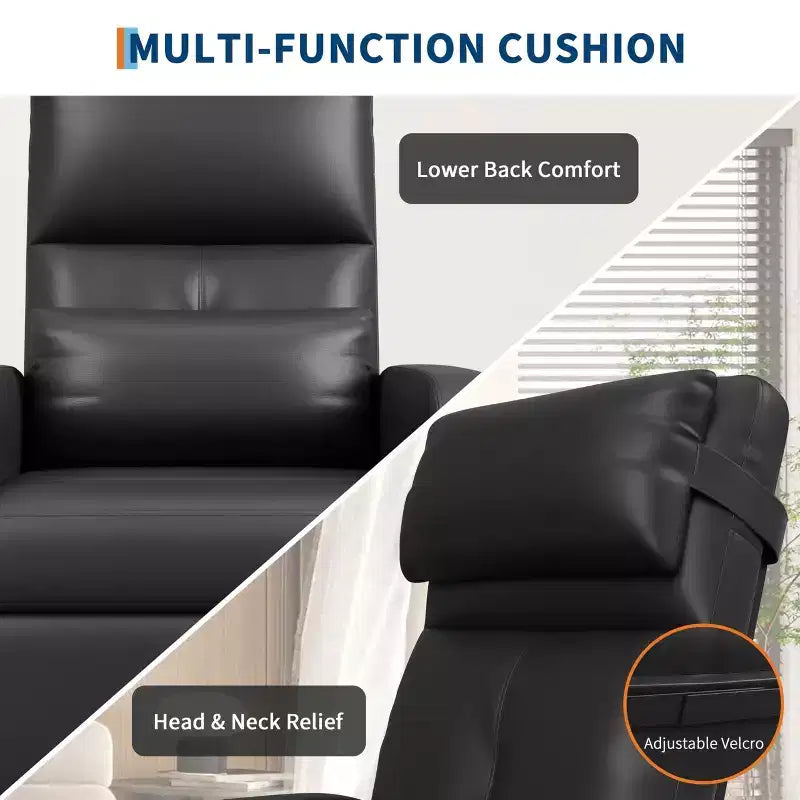 Poltrona Reclinabile Elettrica - Calore e Massaggio, Recliner Elettrico Regolabile, Poltrona Singola Ergonomica in Pelle PU, Schienale Alto, Seduta Imbottita, Poltrona Home Theater