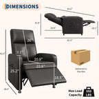 Poltrona Reclinabile Elettrica - Calore e Massaggio, Recliner Elettrico Regolabile, Poltrona Singola Ergonomica in Pelle PU, Schienale Alto, Seduta Imbottita, Poltrona Home Theater