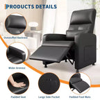 Poltrona Reclinabile Elettrica - Calore e Massaggio, Recliner Elettrico Regolabile, Poltrona Singola Ergonomica in Pelle PU, Schienale Alto, Seduta Imbottita, Poltrona Home Theater