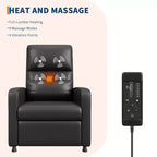Poltrona Reclinabile Elettrica - Calore e Massaggio, Recliner Elettrico Regolabile, Poltrona Singola Ergonomica in Pelle PU, Schienale Alto, Seduta Imbottita, Poltrona Home Theater
