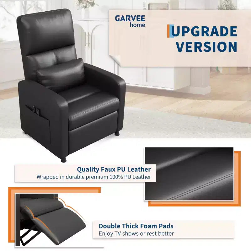 Poltrona Reclinabile Elettrica - Calore e Massaggio, Recliner Elettrico Regolabile, Poltrona Singola Ergonomica in Pelle PU, Schienale Alto, Seduta Imbottita, Poltrona Home Theater