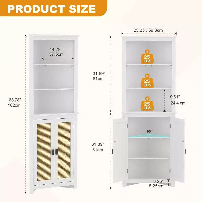 Mobile angolare portavino in rattan con ripiani regolabili - Mobile contenitore indipendente stile rustico per cucina, soggiorno