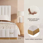Christopher Knight Home Wendy Letto a piattaforma moderno rivestito in lino con testiera spessa trapuntata verticalmente