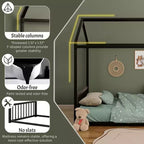 Struttura Letto a Terra Montessori in Metallo, Misura Singola/Matrimoniale, a Forma di Casetta con Sponde Verticali di Sicurezza per Bambini/Neonati - ModernLuxe