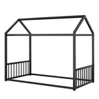 Struttura Letto a Terra Montessori in Metallo, Misura Singola/Matrimoniale, a Forma di Casetta con Sponde Verticali di Sicurezza per Bambini/Neonati - ModernLuxe