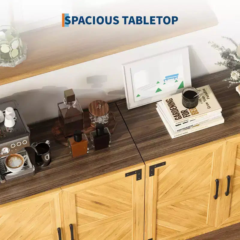 Mobile credenza con ante e ripiani regolabili, stile moderno rustico, per sala da pranzo, cucina o angolo caffè