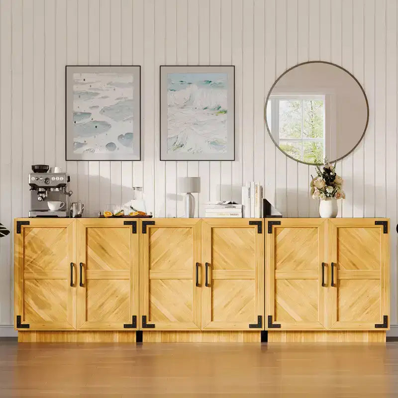 Mobile credenza con ante e ripiani regolabili, stile moderno rustico, per sala da pranzo, cucina o angolo caffè