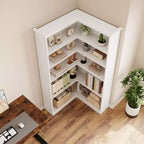 Libreria angolare a L da 72,8 pollici, libreria rustica a 5 ripiani in legno, scaffale portaoggetti salvaspazio con design anti-ribaltamento, versione a metà schienale