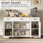 Credenza a buffet Coolmee con cassetti, 55 pollici, mobile credenza grande per caffè in legno con ripiani e ante per cucina e sala da pranzo