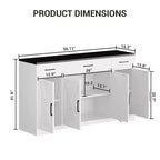 Credenza a buffet Coolmee con cassetti, 55 pollici, mobile credenza grande per caffè in legno con ripiani e ante per cucina e sala da pranzo
