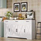 Credenza a buffet Coolmee con cassetti, 55 pollici, mobile credenza grande per caffè in legno con ripiani e ante per cucina e sala da pranzo