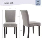 Set di 2 sedie da pranzo Parsons in tessuto con borchie e robuste gambe in legno per sala da pranzo/ristorante/hotel