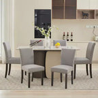 Set di 2 sedie da pranzo Parsons in tessuto con borchie e robuste gambe in legno per sala da pranzo/ristorante/hotel