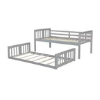 Bellemave Letto a castello a pavimento Montessori, Letti a castello per bambini con ringhiera, testiera e pediera, Letti a castello bassi per bambini e bambine, Grigio