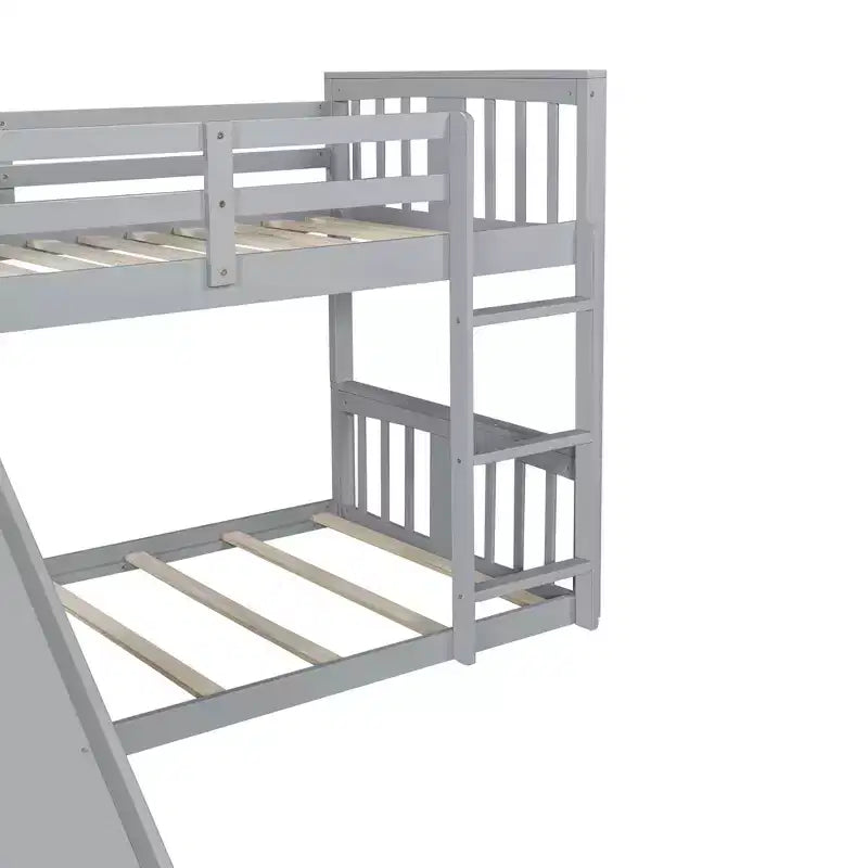 Bellemave Letto a castello a pavimento Montessori, Letti a castello per bambini con ringhiera, testiera e pediera, Letti a castello bassi per bambini e bambine, Grigio