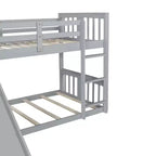 Bellemave Letto a castello a pavimento Montessori, Letti a castello per bambini con ringhiera, testiera e pediera, Letti a castello bassi per bambini e bambine, Grigio
