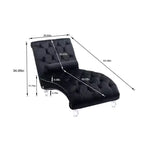Okak Lussuosa Poltrona Chaise Longue in Velluto Trapuntato con Bottoni e Piedini Trasparenti, Comoda Poltrona Imbottita per Camera da Letto, Soggiorno, Ufficio