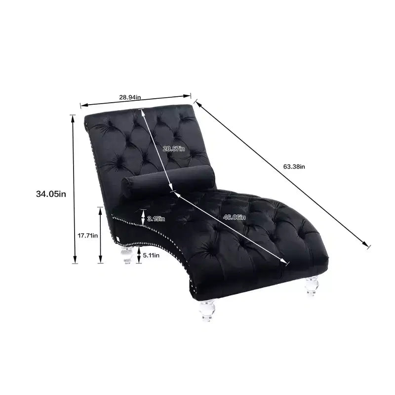 Okak Lussuosa Poltrona Chaise Longue in Velluto Trapuntato con Bottoni e Piedini Trasparenti, Comoda Poltrona Imbottita per Camera da Letto, Soggiorno, Ufficio