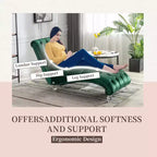 Okak Lussuosa Poltrona Chaise Longue in Velluto Trapuntato con Bottoni e Piedini Trasparenti, Comoda Poltrona Imbottita per Camera da Letto, Soggiorno, Ufficio