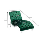 Okak Lussuosa Poltrona Chaise Longue in Velluto Trapuntato con Bottoni e Piedini Trasparenti, Comoda Poltrona Imbottita per Camera da Letto, Soggiorno, Ufficio