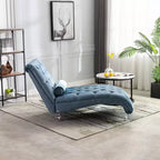 Okak Lussuosa Poltrona Chaise Longue in Velluto Trapuntato con Bottoni e Piedini Trasparenti, Comoda Poltrona Imbottita per Camera da Letto, Soggiorno, Ufficio